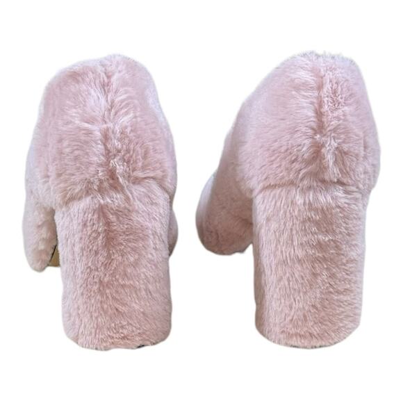 Aldo Fuzzy Fur Pink Block Heels - Picture 4 of 5